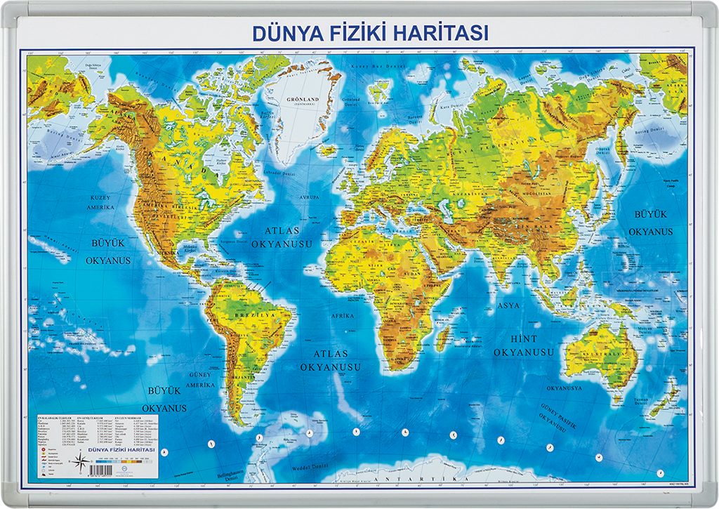 World Physical Map – Elegant Framed